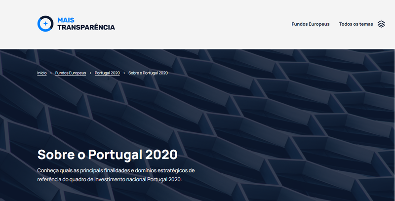 Portugal 2020 no portal Mais Transparência 